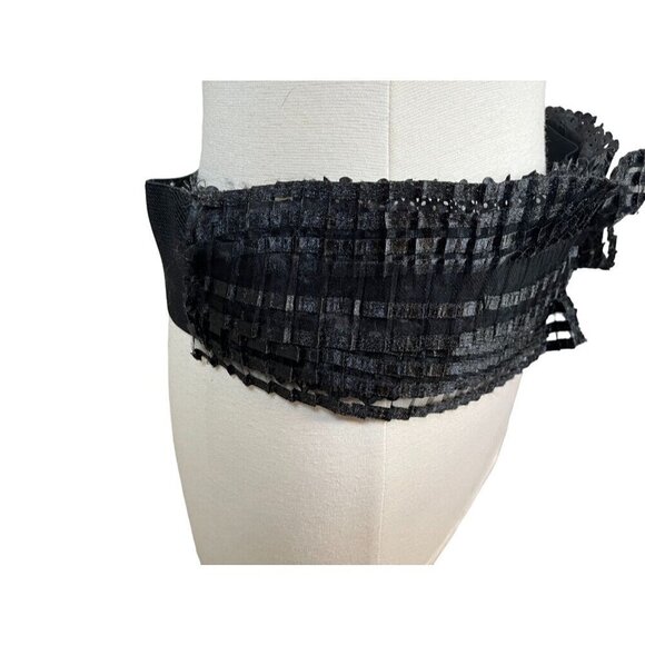 Icing Belt Women Black OS Ruffle Smock Snaps Metallic Whimsigoth Retro Boho Goth - Picture 5 of 10